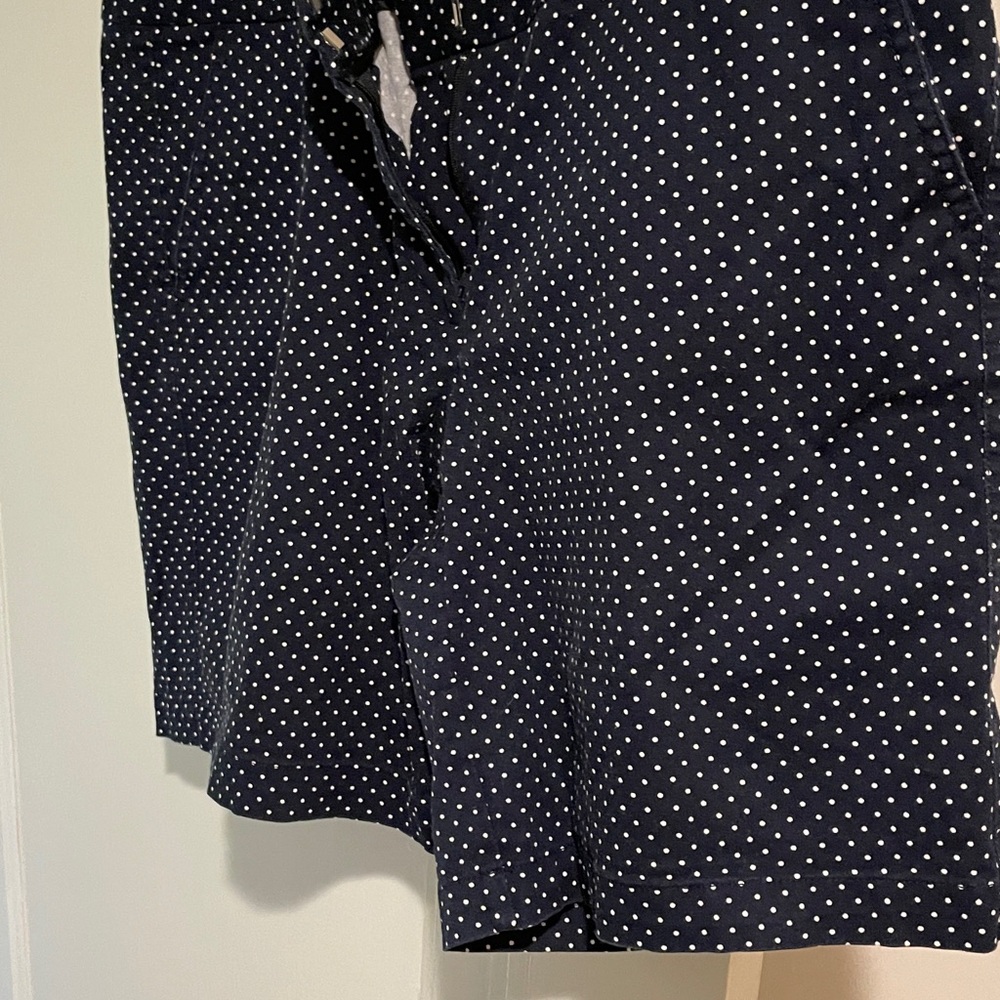 High Waist Navy Blue Poka Dot Women's Shorts Size: 12